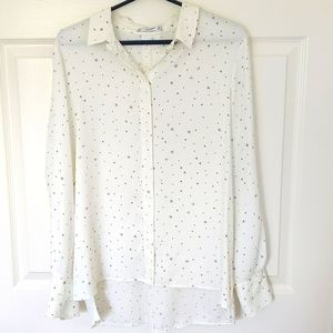White Blouse with black stars and dots
